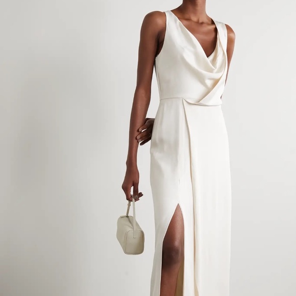 Halston Heritage | Dresses | Nwt Halston Heritage Draped Hammeredsatin Gown  In White | Poshmark